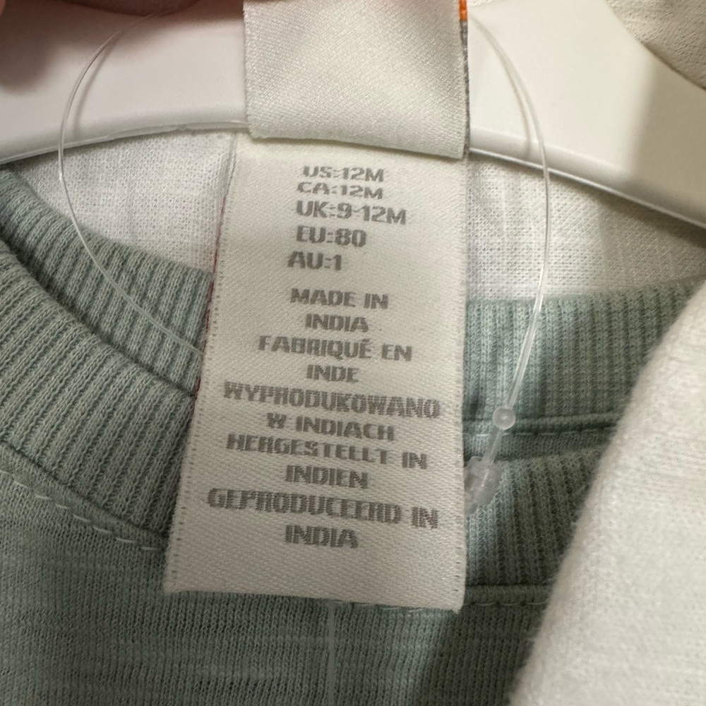NWT C&C California 3-Piece Light Gray and Mint Green Shirt Set Size 12M - Picture 4 of 5